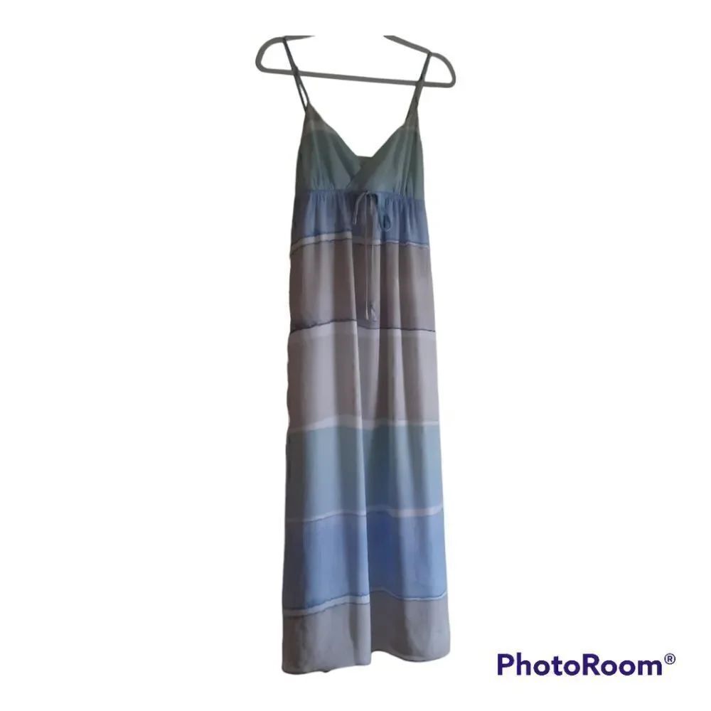LC Lauren Conrad Empire Drawstring Waist Lined Blue Maxi Dress